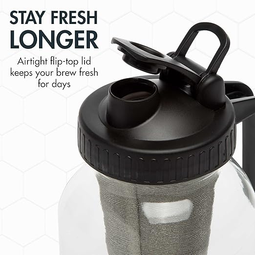 Primula Mason Jar Cold Brew Coffee Maker – 2-Quart Glass Pitcher with Stainless Filter