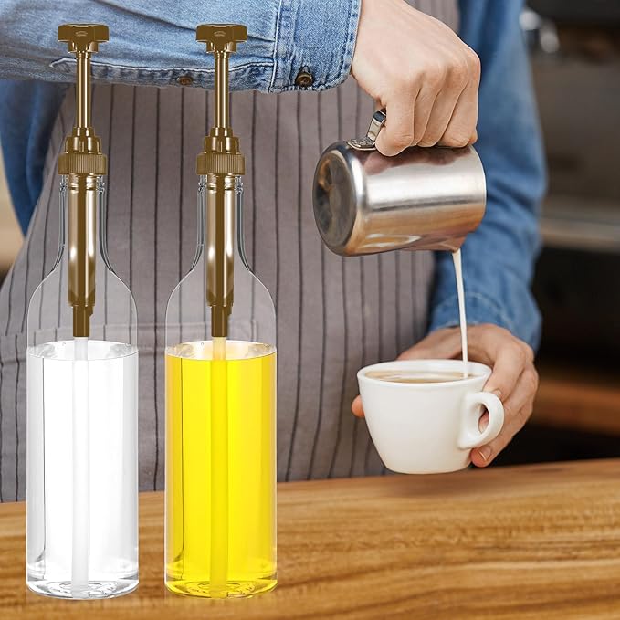 4 Pcs Coffee Syrup Dispenser, 750ml Syrup Bottles, Syrup Dispenser for Coffee Bar With Large Leakproof Gold Pump, Coffee Syrup Gold Pump Bottles for Coffee Bar Accessories Essentials