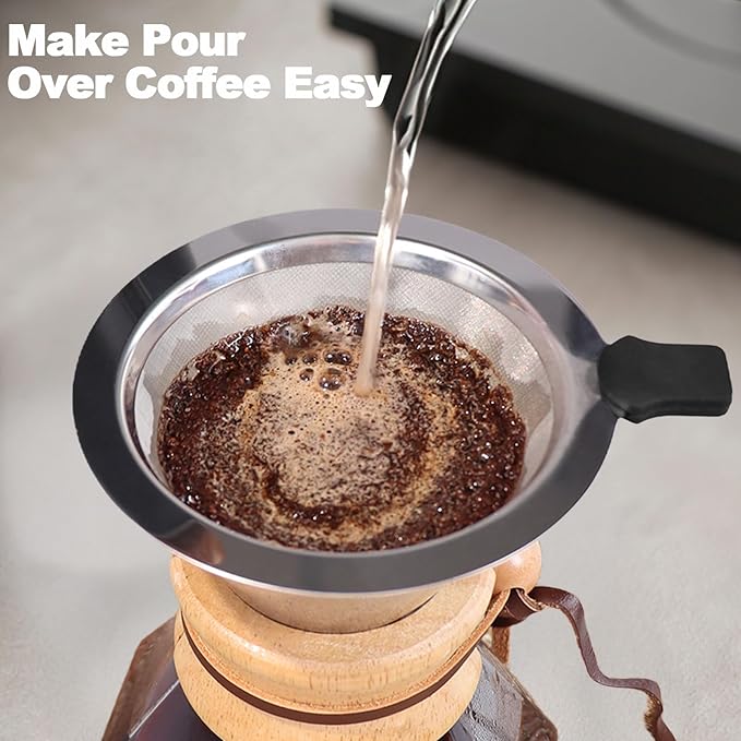 Pour Over Coffee Maker 800ml 27.1oz Glass Drip Coffee Maker with 304 Stainless Steel Filter High Borosilicate Glass Duckbill Spout Solid Wood Handle Pour Over Coffee Dripper for Daily Brewing