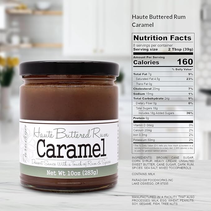 Paradigm Foodworks Haute Buttered Rum Caramel Sauce, 10 Ounce