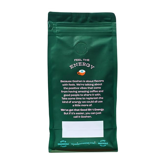 Goshen Coffee Roasters Ground Black Dog Espresso Blend | Dark Roast, Espresso or Brewed | Award-Winning, Natural and Washed | Roasted Nuts, Molasses, Dark Cocoa Flavors | 12 Oz Bag