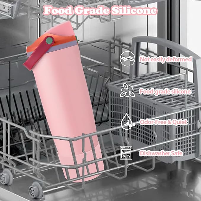 Silicone Boot for Owala 30oz & 40oz FreeSip Sway Bottles & Tumblers - Non-Slip, Scratch-Resistant, Stability Enhancer, Available in 12 Colors (Sugar High Pink)