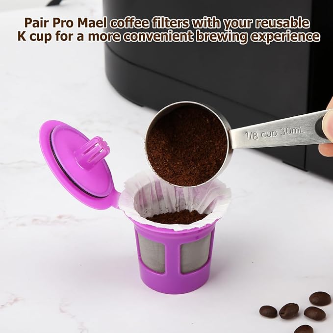 Pro Mael Disposable K Cup Coffee Filters Paper for Keurig Brewers Single Serve 1.0 and 2.0, Use with Reusable K Cup Pods, White (360 Count, Pack of 2)
