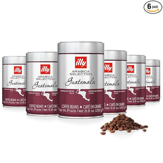 illy Whole Bean Coffee, Guatemala Single Origin Dark Roast, 100% Arabica, Premium Italian Coffee, Ideal for Espresso, Drip, Moka and French Press Brewing, 8.8oz, 6 Pack