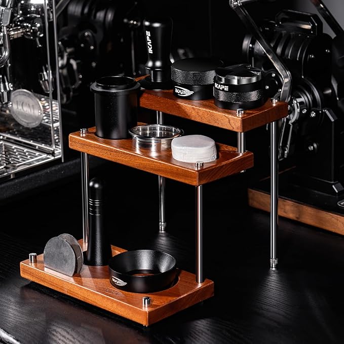 IKAPE 51/53/58mm General Espresso Tamper Station 2025 Newly, Multi-functional 3-tier Coffee Tool Storage Stand, Designed for Tamp, Distributor, Dosing Cup, Puck Screen, WDT, Basket, Funnel
