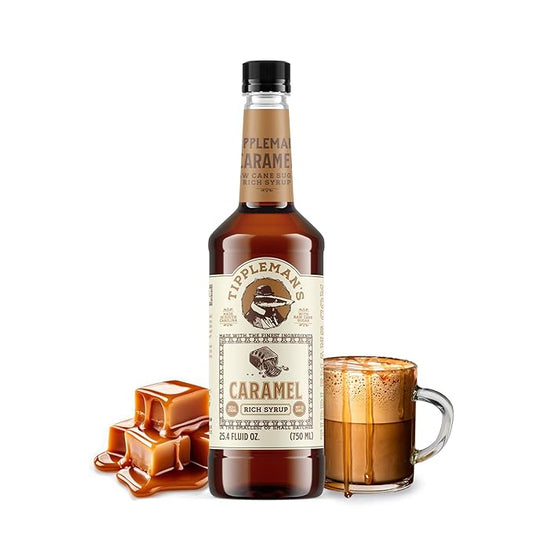 Tippleman's Caramel Coffee Syrup - Rich Flavor for Hot or Iced Drinks, Latte, Tea, Espresso, Cappuccino, Macchiato, Cocktails, & Baking - 25.4 Fl Oz