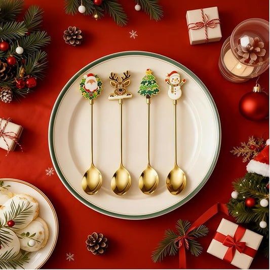 Coffee Spoons & Tea Spoons Set of 4 |Premium 5.6 Inch Stainless Steel Small Spoon | Hot Tea and Cold Dessert Stirring Spoon | Coffee Bar Accessories & Kitchen Decor | Hostess Gifts