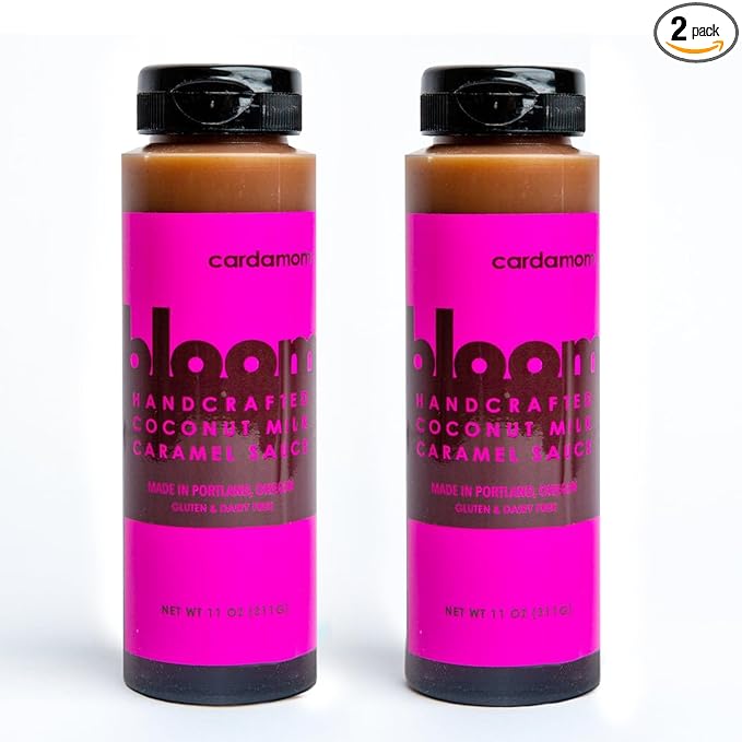 Bloom Caramel Cardamom Coconut Caramel Sauce – Vegan, Dairy-Free Dessert Topping, Small Batch Artisanal Quality, Made with Premium Ingredients, Perfect for Coffee, Ice Cream, and Baking – 22oz