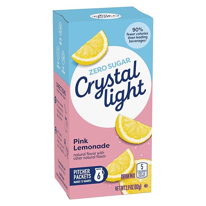 Crystal Light Sugar-Free Pink Lemonade Multi-Serve Drink Mix (2.9 oz) & Fruit Punch On-The-Go Powdered Drink Mix (10 CT, 1 Ea.) (Variety Pack)