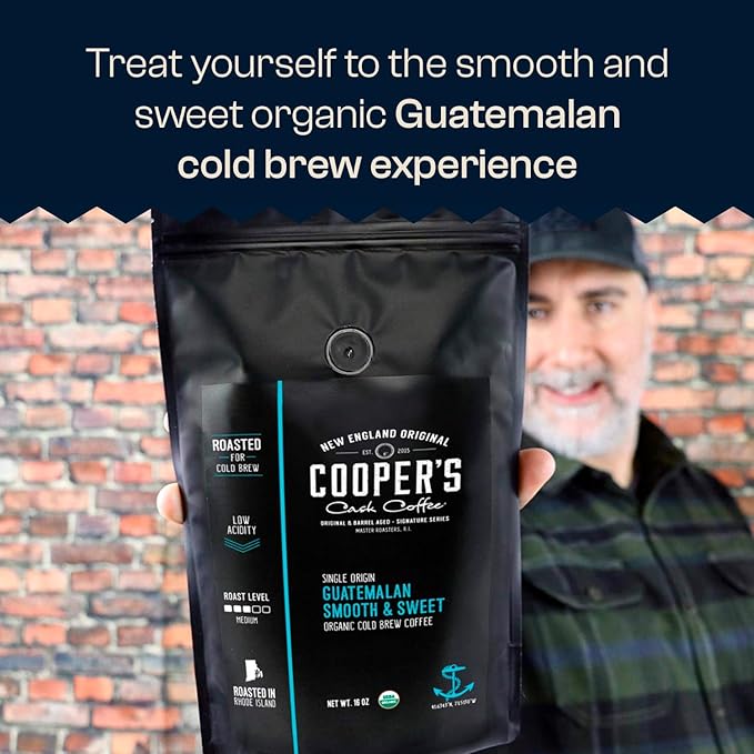 Guatemala Organic Cold Brew Coffee, Single Origin & Gourmet Beans, Tasting Notes of Milk Chocolate, Creamy Caramel & A Hint of Orange, Medium Roast Whole Bean, 5 lb Coffee Bag