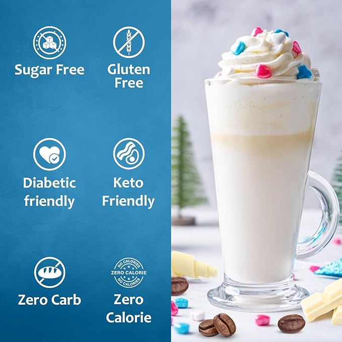 Syruvia Sugar Free Coffee Syrup, White Chocolate Mocha Flavored Syrup for Drinks, Lattes, and Desserts – 25.4 fl oz, With Pump