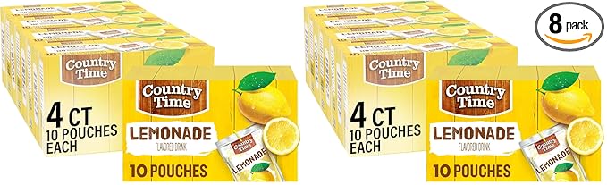 Country Time Lemonade Flavored Drink Pouches, 40 ct Pack (2 Boxes of 10)