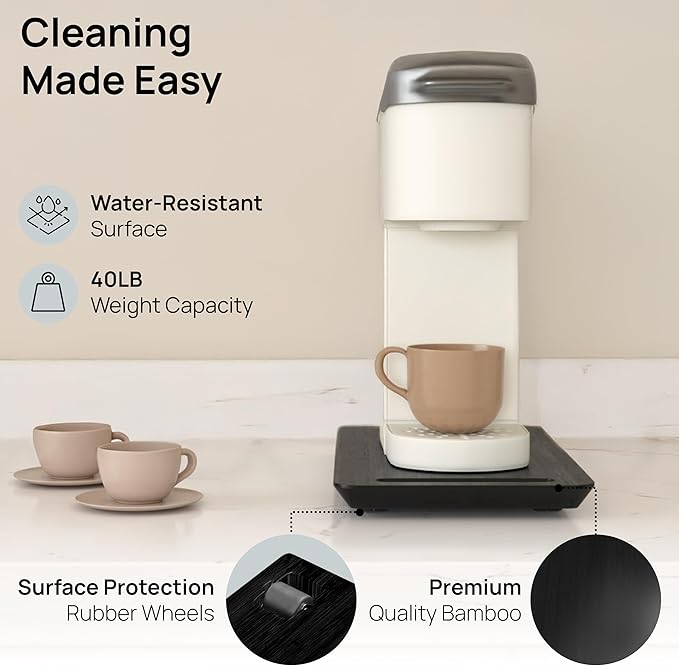 Ibyx Elegant Sliding Tray for Your Coffee Maker & Heavy Kitchen Appliances - Sturdy, Slides Easily from Under The Cabinet (Black, 7.5”W x 14.5”D)