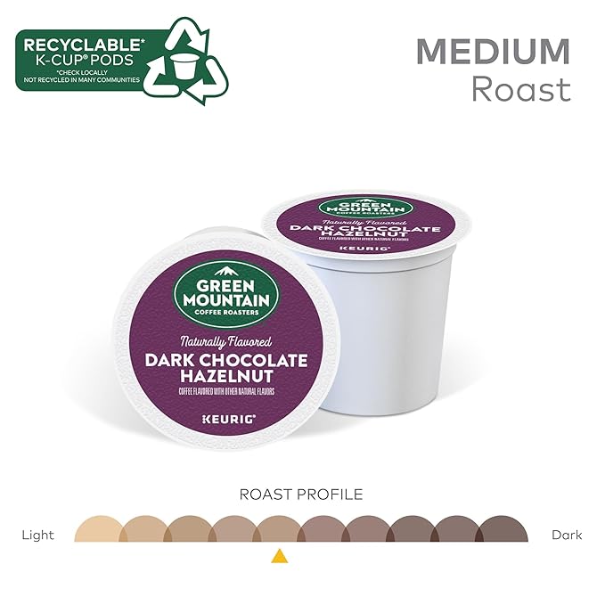 Green Mountain Coffee Roasters Dark Chocolate Hazelnut Coffee, Keurig Single Serve K-Cup Pods, 96 Count