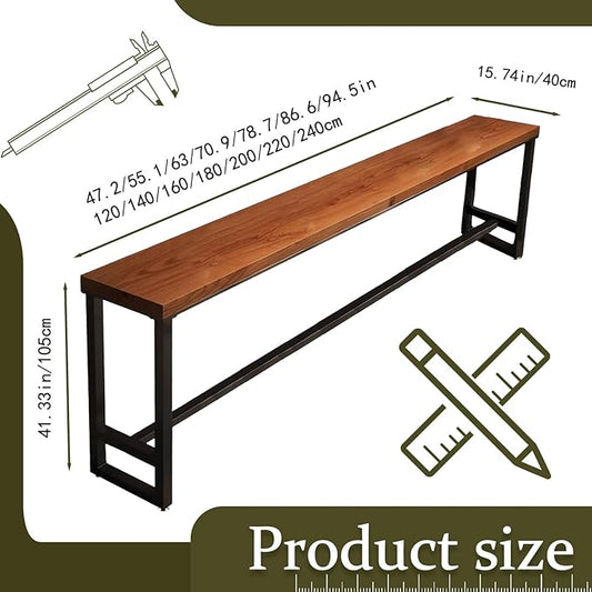 Bar Height Table Long Bar Table Solid Wood Farmhouse Bar Table Industrial Long Bar Height Table for Kitchen Coffee Shop, No Stool(79" L x 15.7" W x 41.3" H)