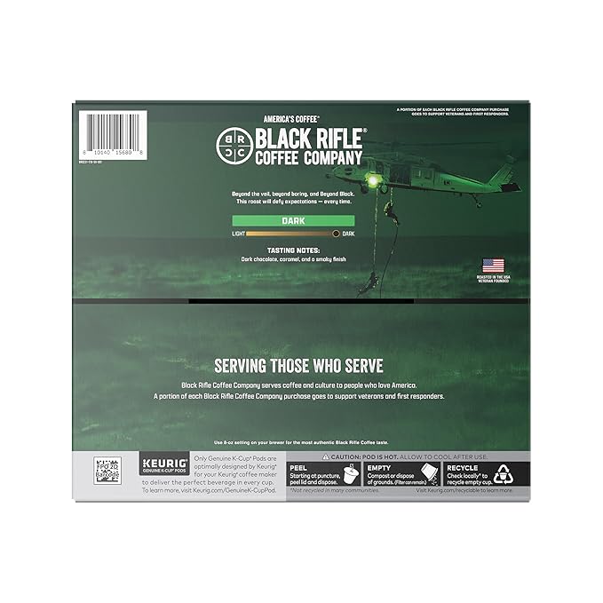 Black Rifle Coffee Company Dark Roast Coffee Pods – 100% Arabica, Bold, Smoky Single-Serve K-Cup Compatible – Veteran-Founded Premium Coffee – Beyond Black – 50 Count