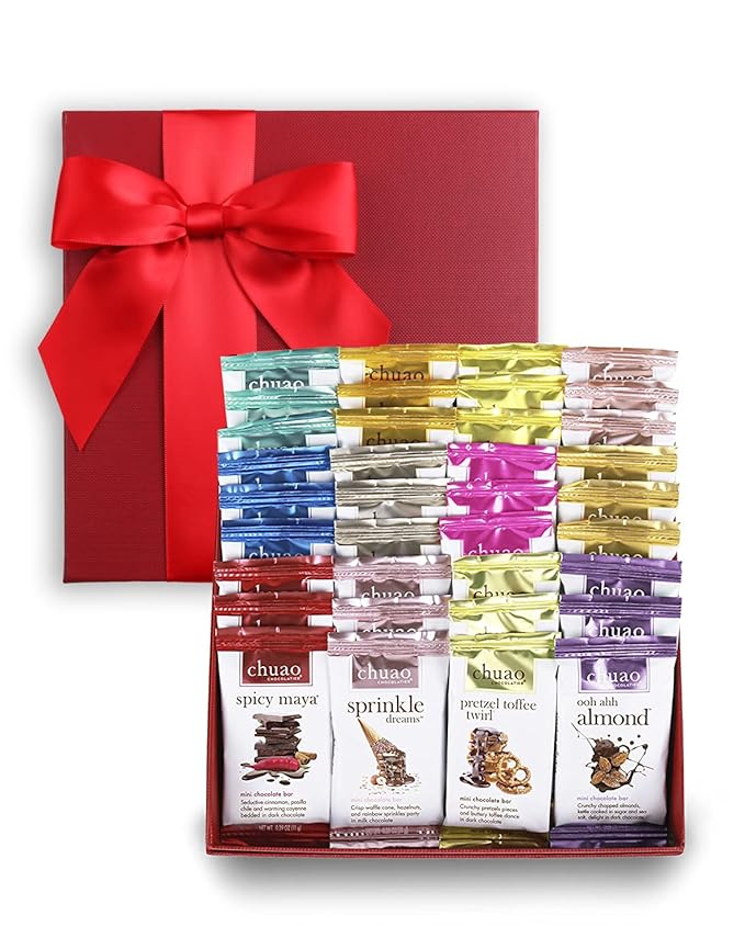 Chuao Chocolatier Share the Love Assorted Milk and Dark Mini Gourmet Chocolate Bars Gift Box | Sampler For Holiday, Birthday, Thank You, Corporate Gift Baskets | 36 Bars, 0.39 oz Each