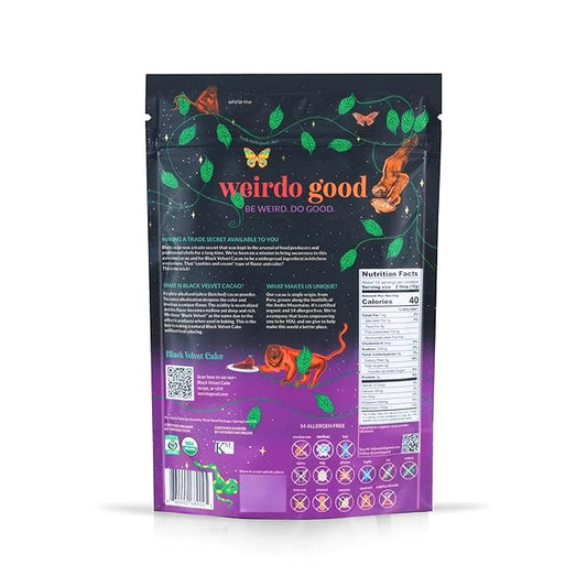 Weirdo Good Black Velvet Cacao Powder – Organic, Allergen-Free, Premium Ultra-Dutched Cocoa for Baking, 7 oz.