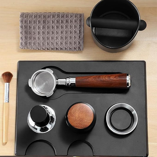 Joyeee Espresso Tamping Mat, Large Tamping Mat with Corner Edge, Anti-Slip Espresso Silicone Mat For Baristas Tool Supplies, Coffee & Espresso Machine Parts & Accessories, Black 12.6 x 9.5 inch