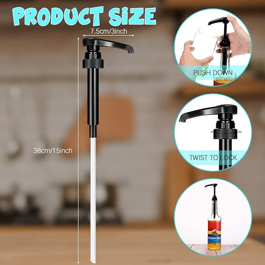 Zopeal 8 Pieces Coffee Syrup Pump Dispenser Fits 750ml/25.4oz Bottles, Skinny Syrup Pump for Coffee Flavoring, Creamers, Caramel, Beverages, Kitchen Cafe Bar Drinking Mixes Food Dispenser(Black)