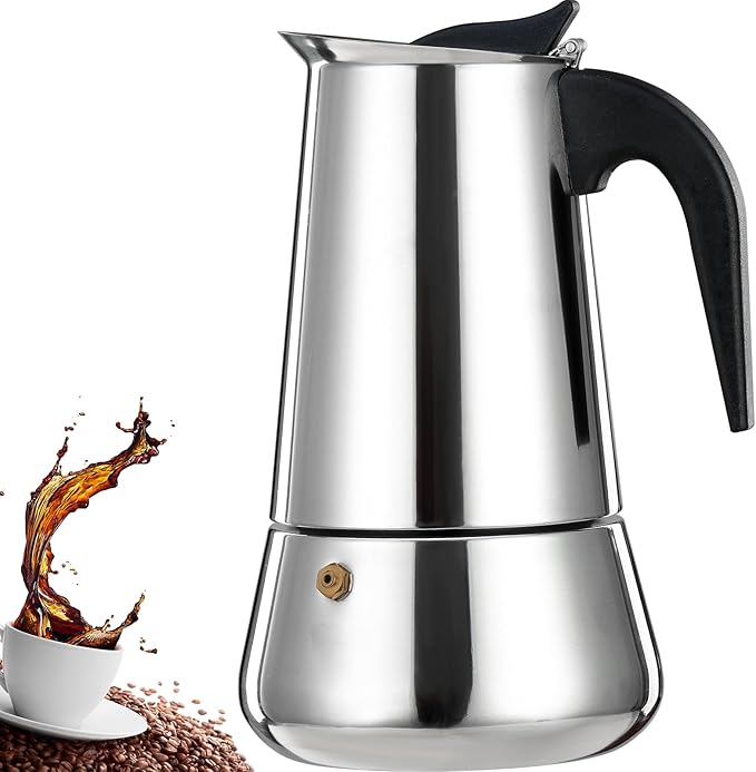 DITOSH 6 Cup Stovetop Espresso Maker Stainless Steel Moka Pot Stove Top Percolator Italian Coffee Makers Capable Mocha Greca Machine Cafe Classic Induction Cookers for Home and Camping 300ml 10oz