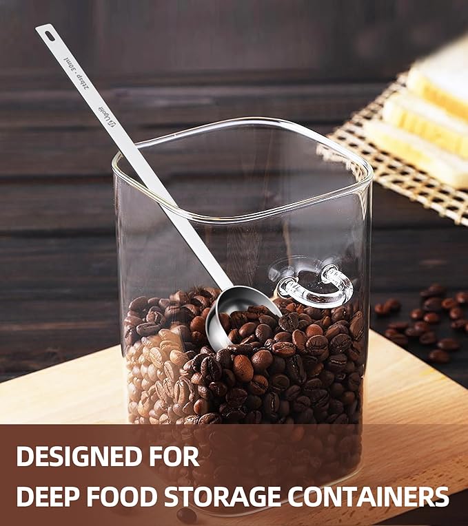 Ugotit 304 Stainless Steel Coffee Scoop 1 Tablespoon, Long Handle Measuring Spoon for Deep Jars, Engraved TBSP/ML Markings, Dishwasher Safe for Ground Coffee, Tea, Protein Powder