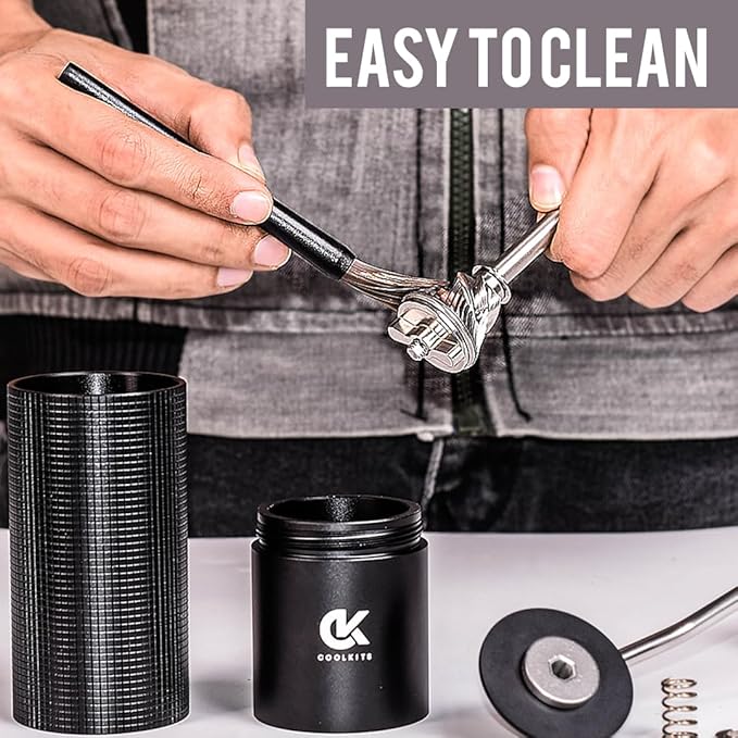 Ultra Black Manual Coffee Grinder with 30g Capacity, Precision CNC Stainless Steel Conical Burr, Adjustable Grind Settings, Portable Hand Grinder for Home, Office, Travel & Camping