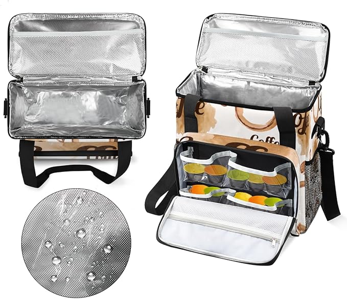Watercolor Coffee Maker Carring Bag Coffees Beans Travel Carrying Storage Tote Bag Compatible with Keurig K-Mini or K-Mini Plus Portable Single Serve Coffee Brewer Case with Pockets for K-cup Pods