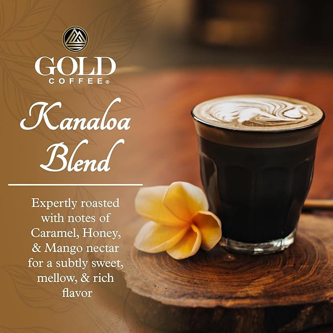 Gold Coffee Bundle | Kanaloa & Blue Mountain, Medium Roast, Whole Bean |100% Arabica Coffee, 12 oz. (Pack of 2)