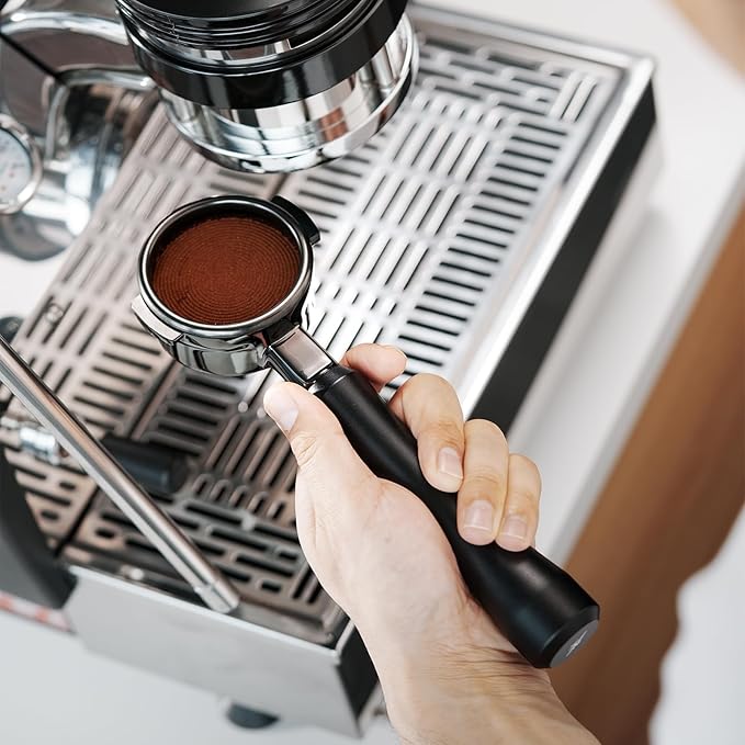 MHW-3BOMBER 58mm Bottomless Portafilter - 2 Ears Flat Espresso Portafilter with 18g Filter Basket Fits La Marzocco Espresso Machines, Aluminum Alloy Naked Coffee Portafilter, BP7022L-OS