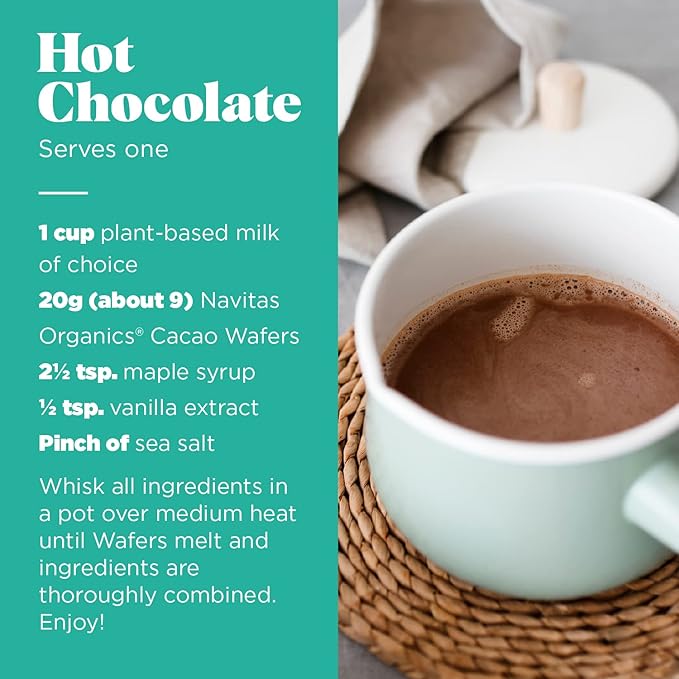 Navitas Organics Cacao Wafers – 100% Cocoa – Baking Chocolate For Hot Cocoa, Brownies, Cakes & More – Easy To Melt & Measure – USDA Organic, Fairtrade, Non GMO, Gluten Free (8oz. Bag, 17 Servings)