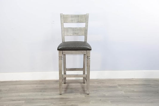 Alpine Bar Seat, Ladderback Barstool,Cushion Seat,30''(Alpine Grey Finish)