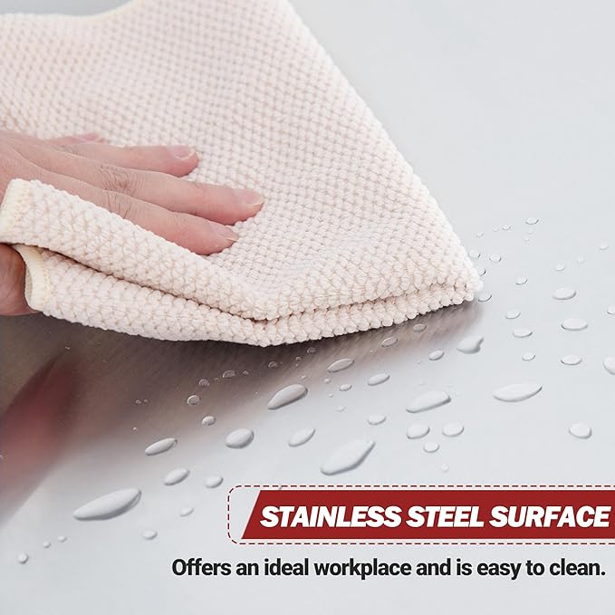 Royal Gourmet PC3404S Rolling Dining Table with Trash Bag Holder, Outdoor Garden Patio BBQ Kitchen Food Prep Table Cart, 34"L x 20"W Stainless Steel Tabletop, Silver & Black