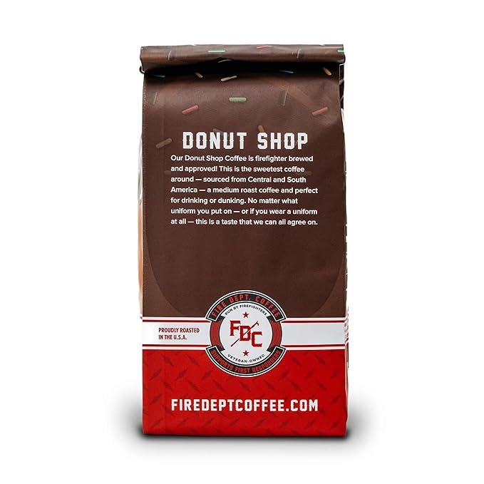 Fire Department Coffee - Gives Back to Firefighters - Sweet & Smooth Donut Shop Coffee Beans - Medium Roast - Roasted in the USA - Veteran Owned - 12 oz