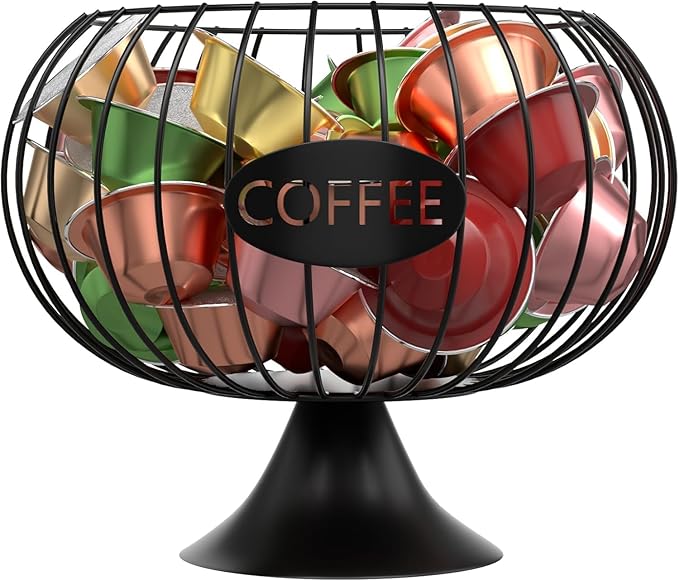 Coffee Creamer Holder Large Capacity Holder for k Holder Organizer for Counter - Coffee Decor Station for Pods, Espresso, Capsules, Creamer, (Black-DD)
