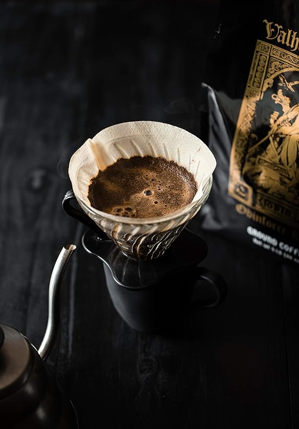 Death Wish Coffee, Valhalla Java Dark Roast Grounds - Extra Kick of Caffeine - 5 Lb. - Bold & Intense Blend of Arabica Robusta - USDA Organic - Strong Coffee for Morning Boost