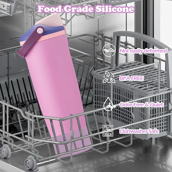 2PCS Silicone Boots for Owala 30oz & 40oz FreeSip Sway Bottles & Tumblers – Non-Slip, Scratch-Resistant, Stability Enhancer for Owala Accessories (Lilac Bloom)