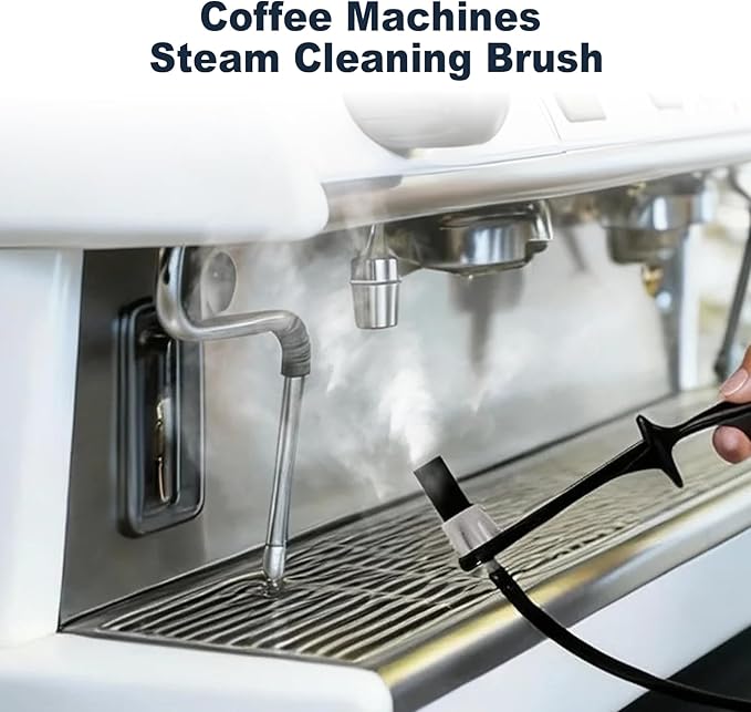 Abeskch Coffee Machines Steam Cleaning Brush,Featuring a Scoop-Shaped end and Removable Heat-Resistant Brush Head, Steam Wand Descaling and Cleaning Tool Suitable for Espresso Machines