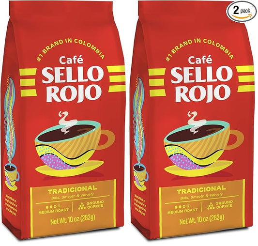 Café Sello Rojo Premium Colombian Coffee | Medium Roast Premium Ground Coffee Bricks | Café de Colombia | 8.8 Ounce (Pack of 2)