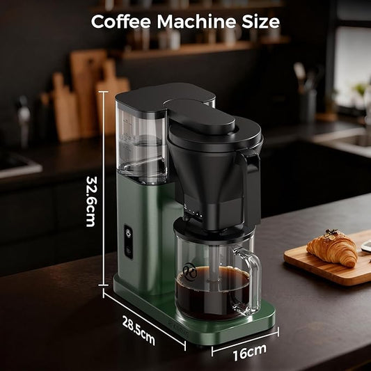 Kismile 8 Cup Drip Coffee Maker Machine, Pour Over Coffee Brew with 3s Instant Heat 197-205℉, Removable Water Tank, Adjustable Flow Control, Deep Cold Brew & Keep Warm 40 Min, Easy to Clean (Juniper)