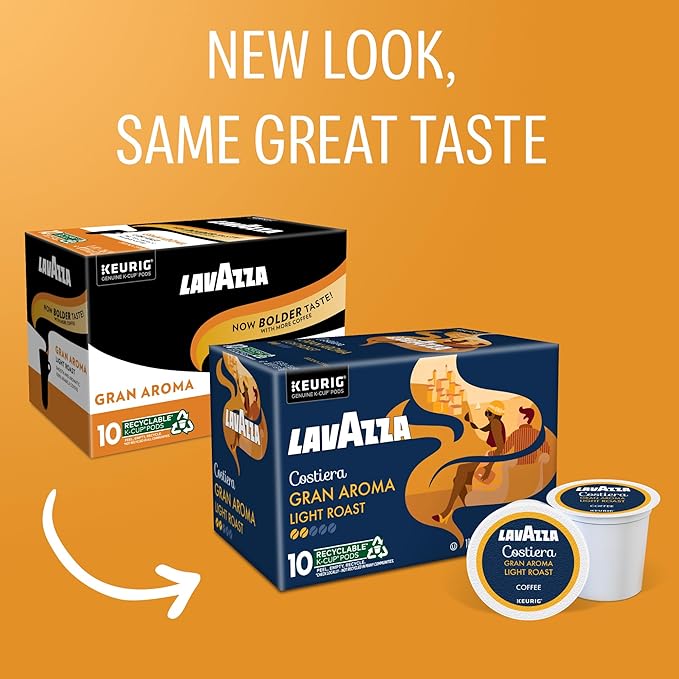 Lavazza Costiera Gran Aroma,Single-Serve Keurig K-Cup Pods,Light Roast Coffee,60-Count Box,(Pack of 12)