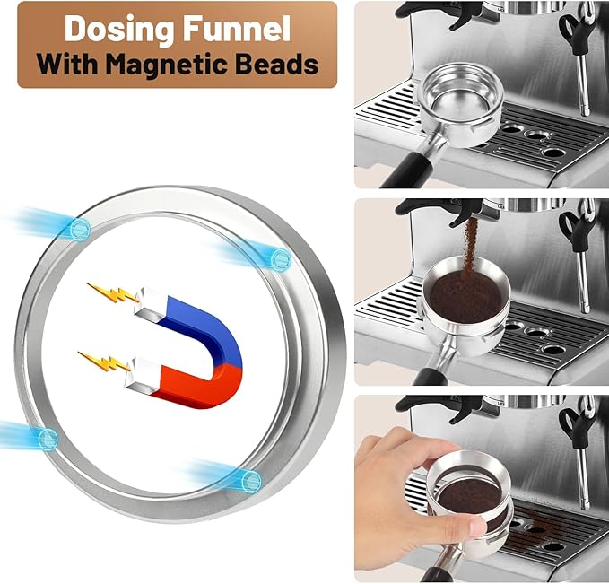 51mm Espresso Accessories Kit – Coffee Distributor and Tamper Leveler, WDT Tool, Magnetic Dosing Funnel and Puck Screen with Remover, Espresso Tools Fit Delonghi 51mm Portafilters