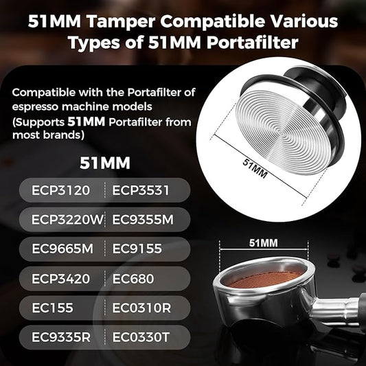 IKAPE 51MM Espresso Tamper Kit 4 in 1, Coffee Tamper, WDT Tool, Paper Filters (200pc), Dosing Funnel