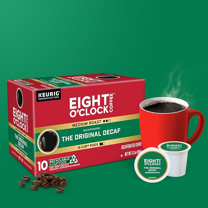 Eight O'Clock Coffee The Original Decaf, Single-Serve Keurig K-Cup Pods, Medium Roast Coffee Pods, 60 Count