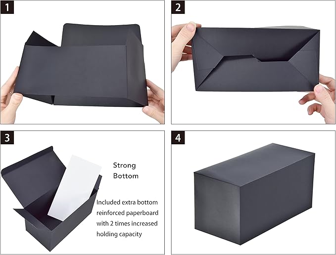 HUAPRINT Black Gift Boxes with Lids 9x4.5x4.5 inch,24 Pcs Paper Gift Wrap Box Bulk for Presents,Birthday,Bridesmaid Proposal,Groomsmen Engagements,Christmas,Wedding Party Favor,Cupcake,Crafting,Holidays
