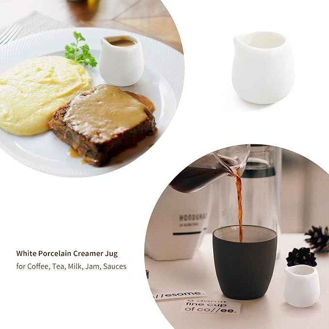 12Pack 3 oz Mini Cream Pitcher, Mini Ceramic Cream Pitcher, Small Creams Jugs, White Porcelain Creams Pitcher for Milk, Coffee, Jam, Sauces