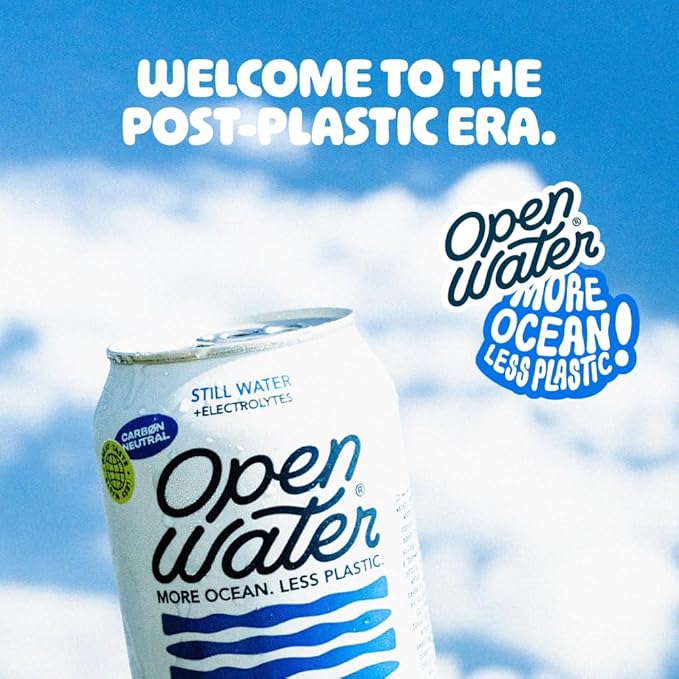 Open Water Still 12oz Cans (4 Cases, 48 Cans) - Sustainable Aluminum Canned Still Water With Electrolytes - 7.0 pH Balanced BPA-Free Ultra-Purified Water