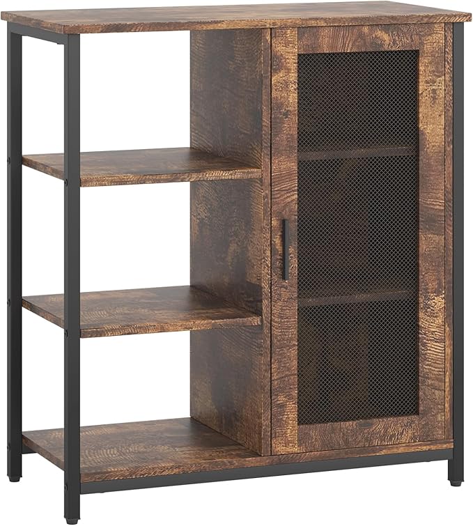 LVSOMT Mini Coffee Bar Cabinet with Storage, 27.5'' Small Kitchen Bar Table, Cute Corner Bar Cabinet for Tea, Buffet Sideboard Cabinet for Dining Room, Farmhouse Coffee Station for Wine (Brown)