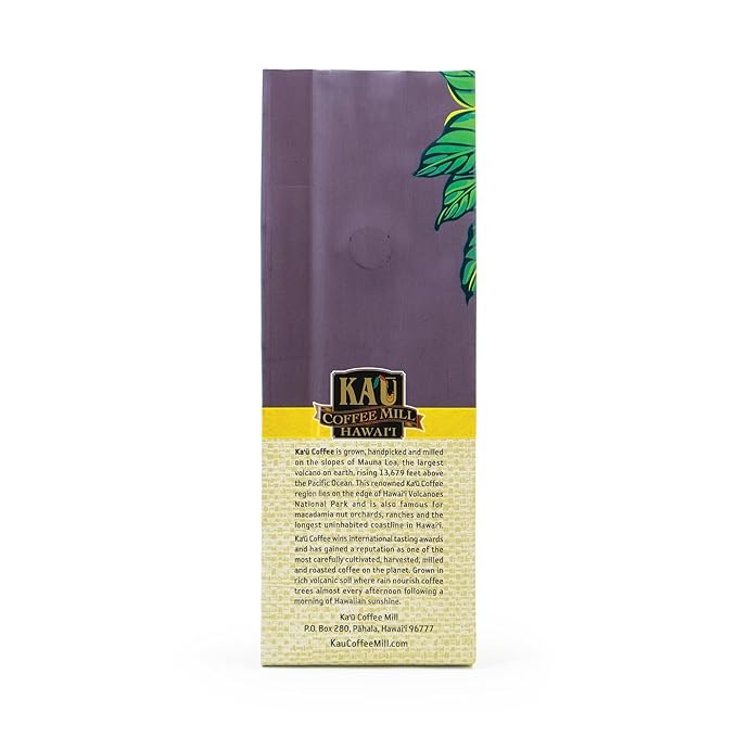 Ka'u Coffee Mill Washed Medium Roast Whole Bean Coffee - Bright Aroma - Plum & Citrus Notes - Handpicked & Washed Processed Hawaii Grown Arabica Beans - Gourmet Premium Small Batch - 8oz