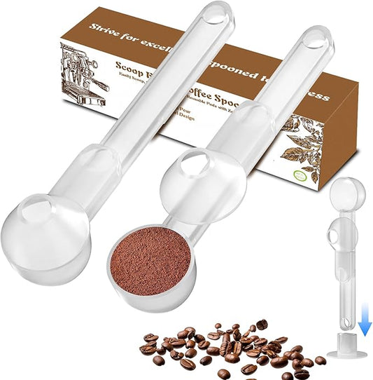 Coffee Scoop with Funnel for Ground Coffee, Protein Powder & Tea, for Reusable K Cup Refiller, 2TBSP Mess-Free, Funnel Design Prevents Spills (Translucent White, 2-Pack)
